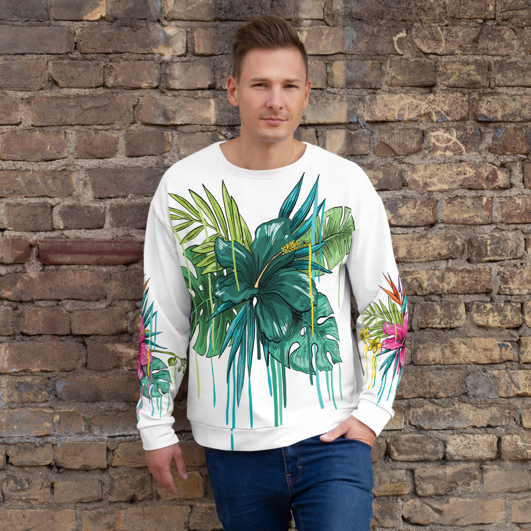 Fred Jo Green Flower men’s All Over Print Sweater