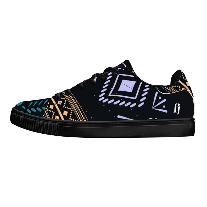 Tribal Ethnic Low Leather Sneakers