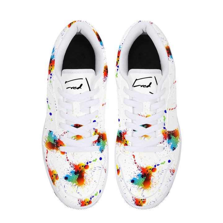 Fred Jo Low Leather Paint Splatter Sneakers - Fred jo Clothing