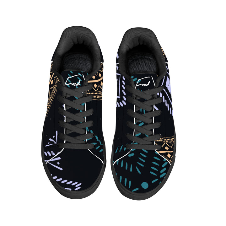 Tribal Ethnic Low Leather Sneakers