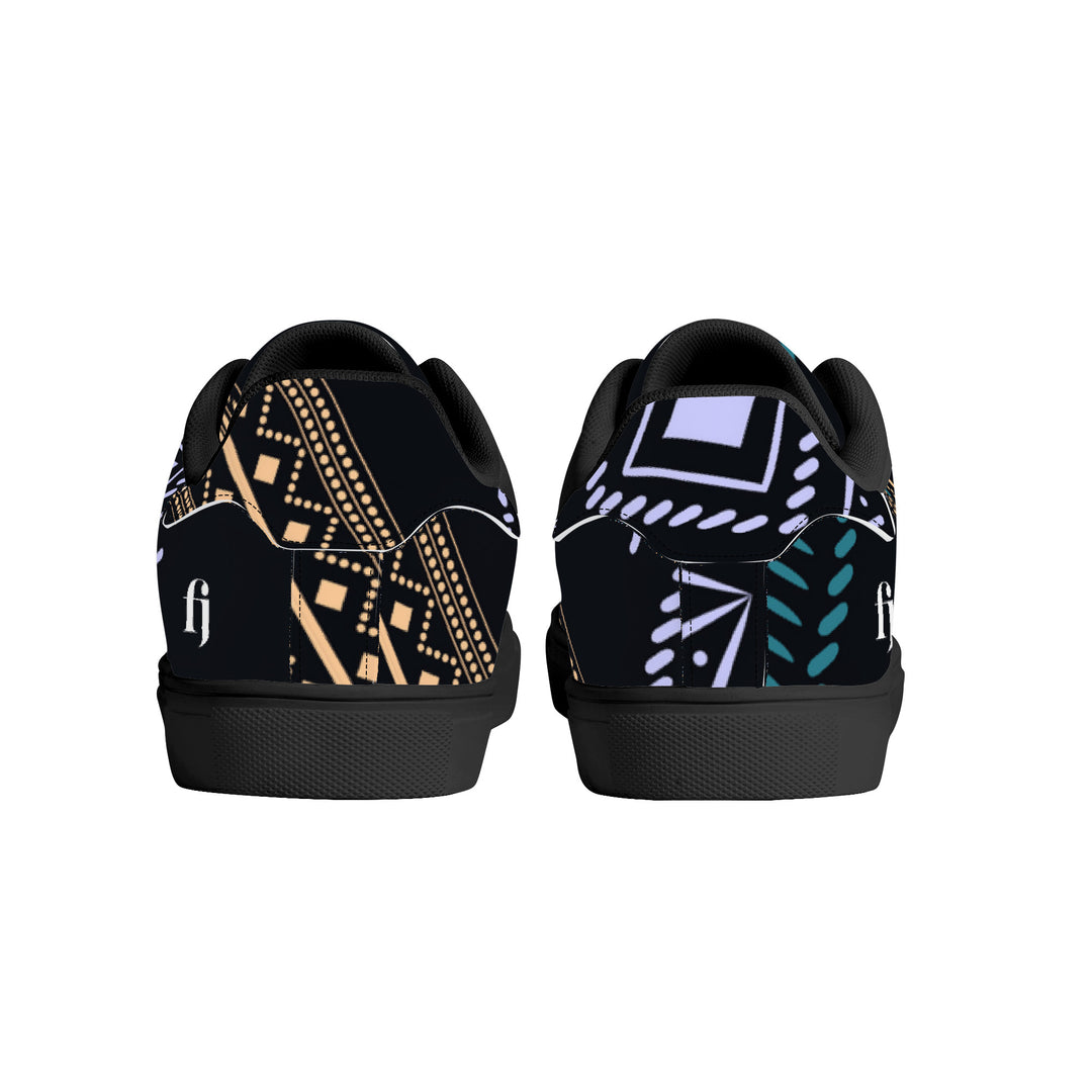 Tribal Ethnic Low Leather Sneakers