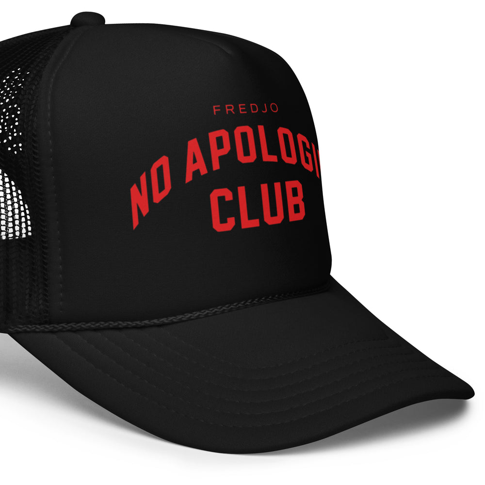No Apologies Club foam trucker hat structured fit