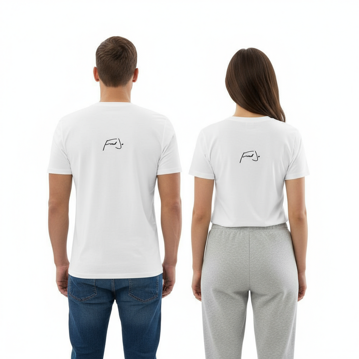Fred Jo white Unisex organic cotton t-shirt
