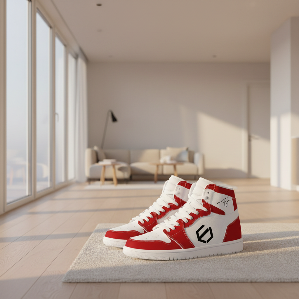 Fred Jo Red High Leather Sneakers