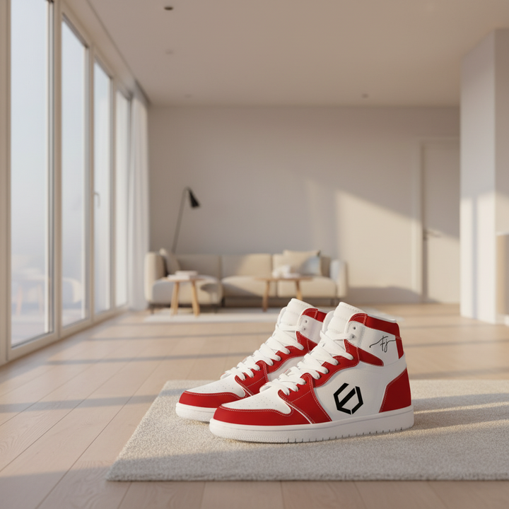 Fred Jo Red High Leather Sneakers