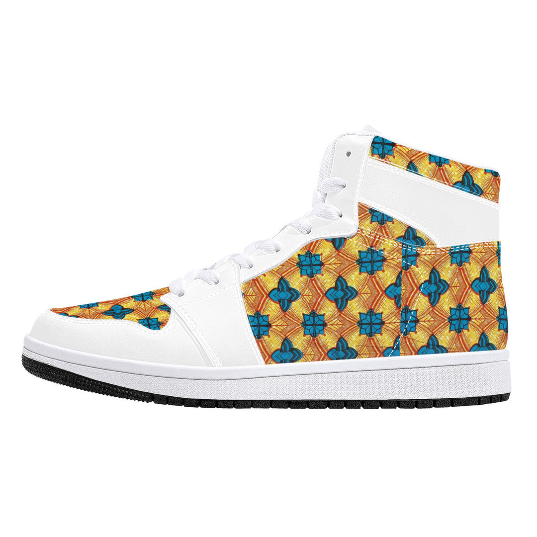 Fred Jo African Sunshine High-Top Leather Sneakers - White - Fred jo Clothing