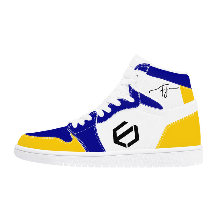 Fred Jo Blue and Yellow High Leather Sneakers