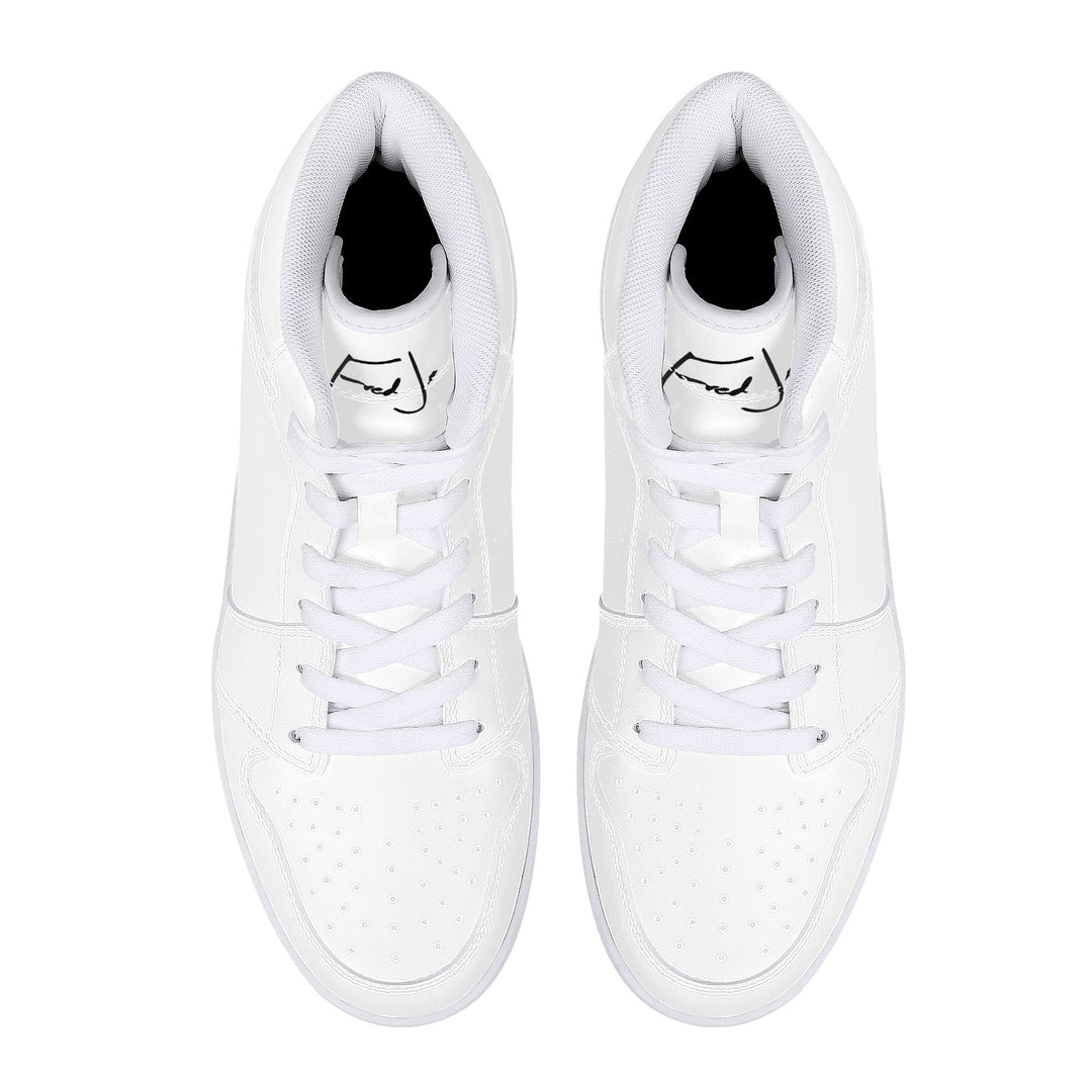 Fred Jo All white High-Top Leather Sneakers - Fred jo Clothing