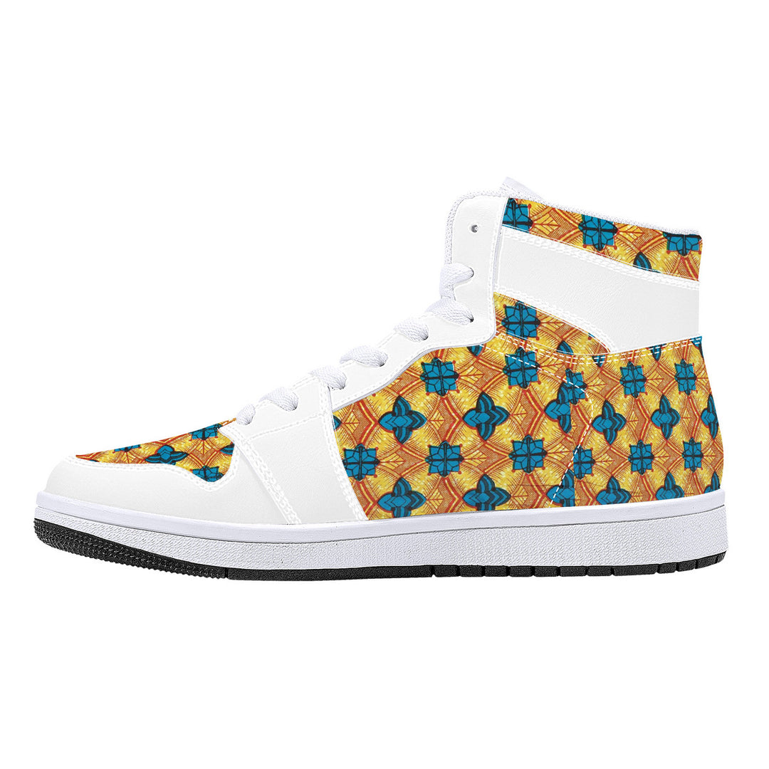 Fred Jo African Sunshine High-Top Leather Sneakers - White - Fred jo Clothing
