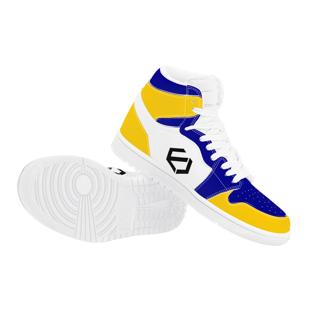 Fred Jo Blue and Yellow High Leather Sneakers