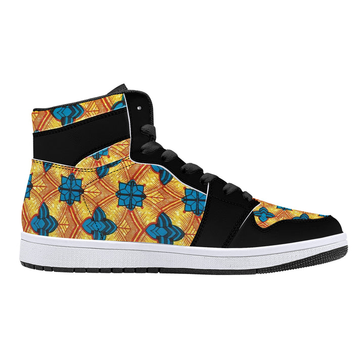 Fred Jo African Sunshine High-Top Leather Sneakers - Black - Fred jo Clothing