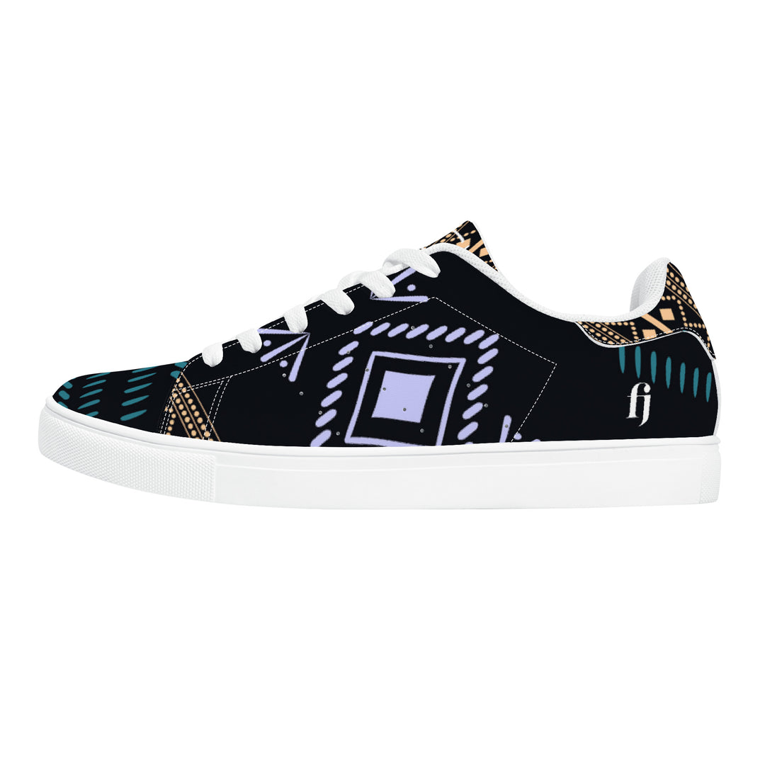 Tribal Ethnic Low Leather Sneakers