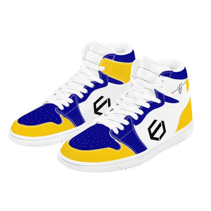 Fred Jo Blue and Yellow High Leather Sneakers