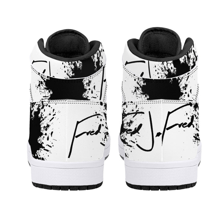 Fred Jo Black Splash High-Top Leather Sneakers - Fred jo Clothing