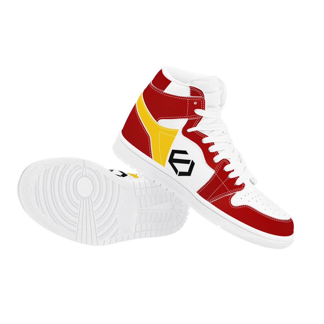 Fred Jo Red and Yellow High Leather Sneakers