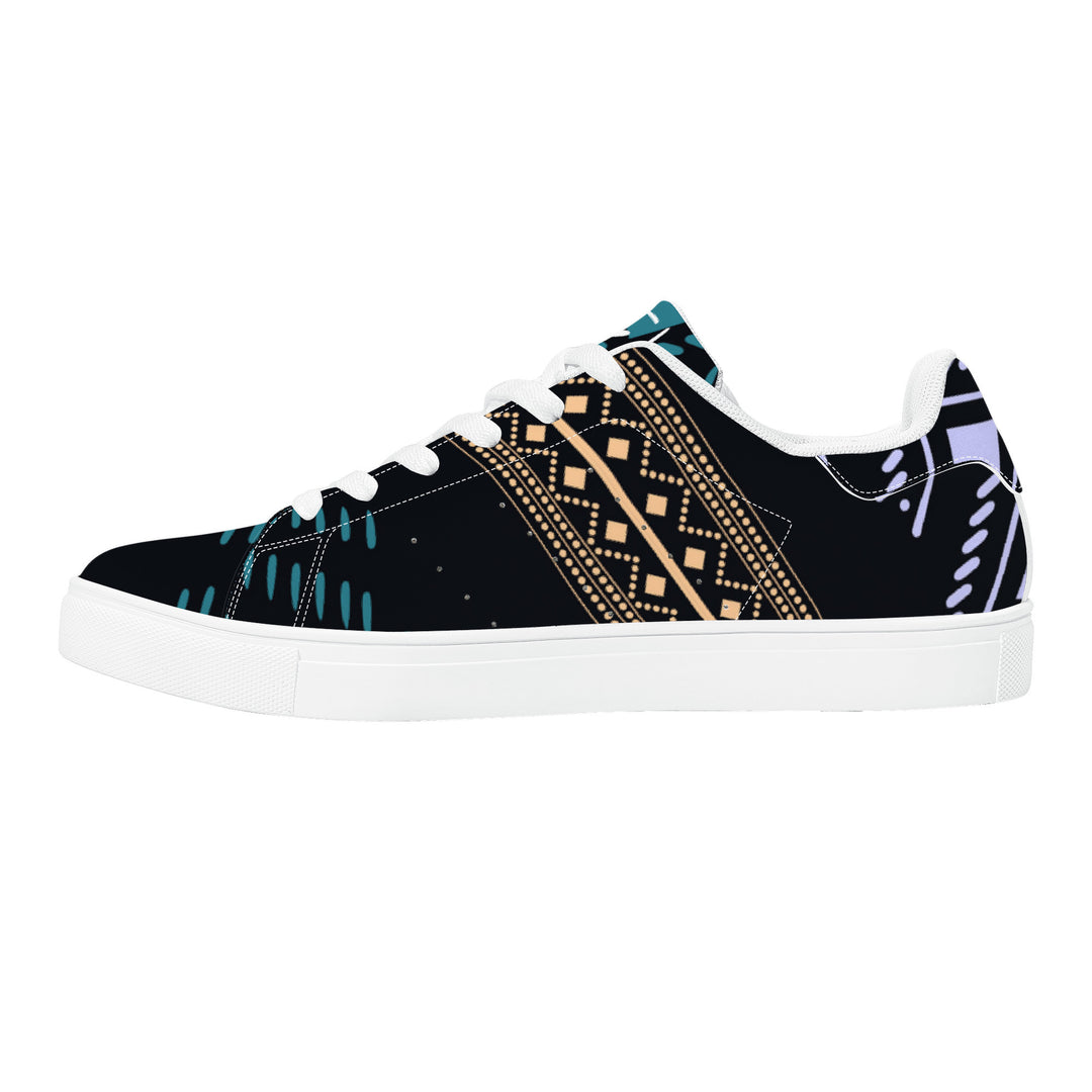Tribal Ethnic Low Leather Sneakers