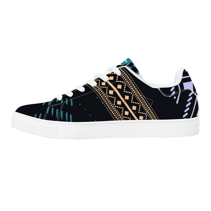 Tribal Ethnic Low Leather Sneakers
