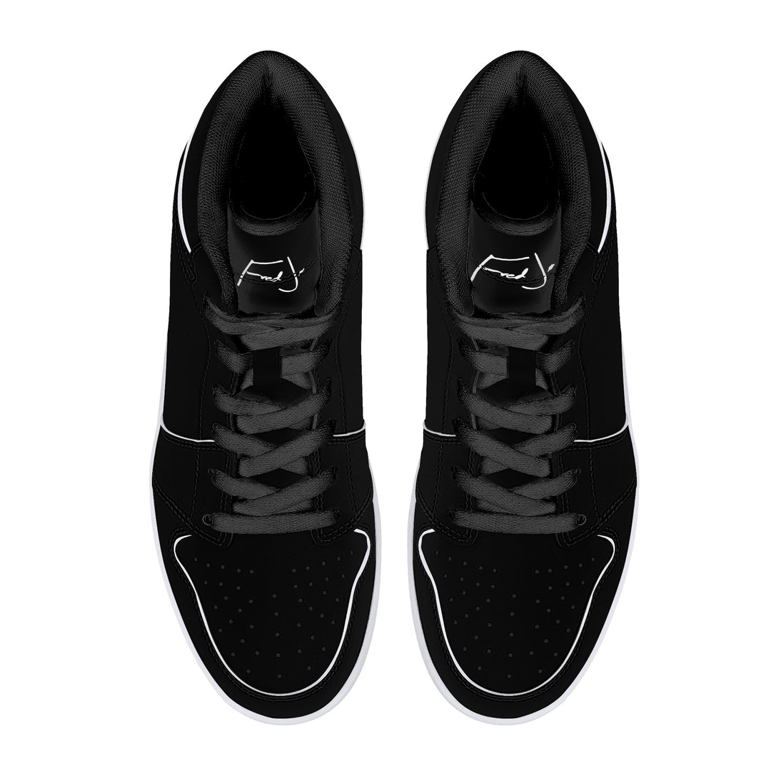 Fred Jo all black High-Top Leather Sneakers - Fred jo Clothing