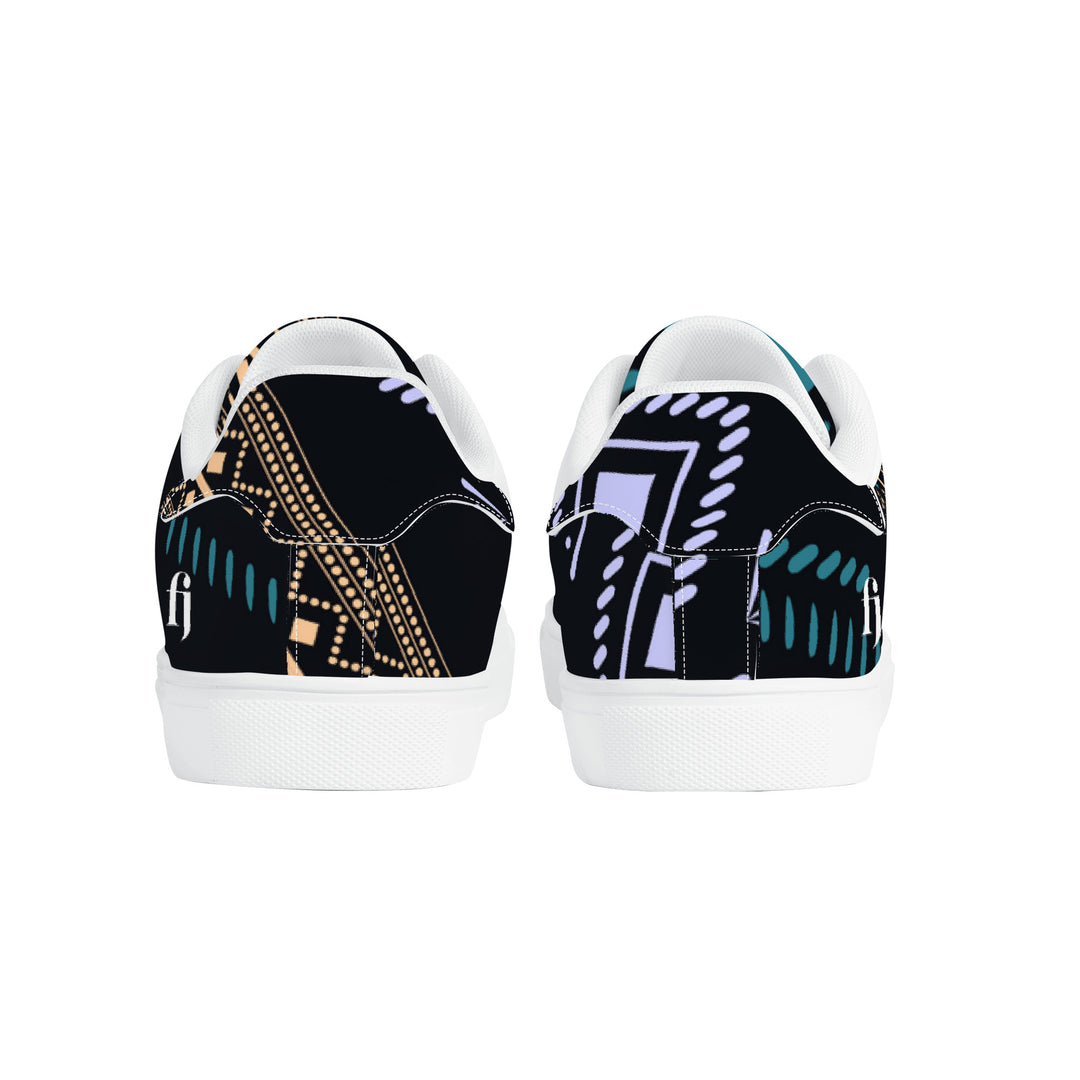 Tribal Ethnic Low Leather Sneakers