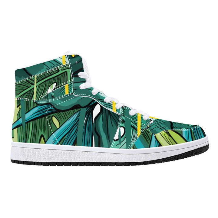 Fred Jo Green Flower High-Top Leather Sneakers - White