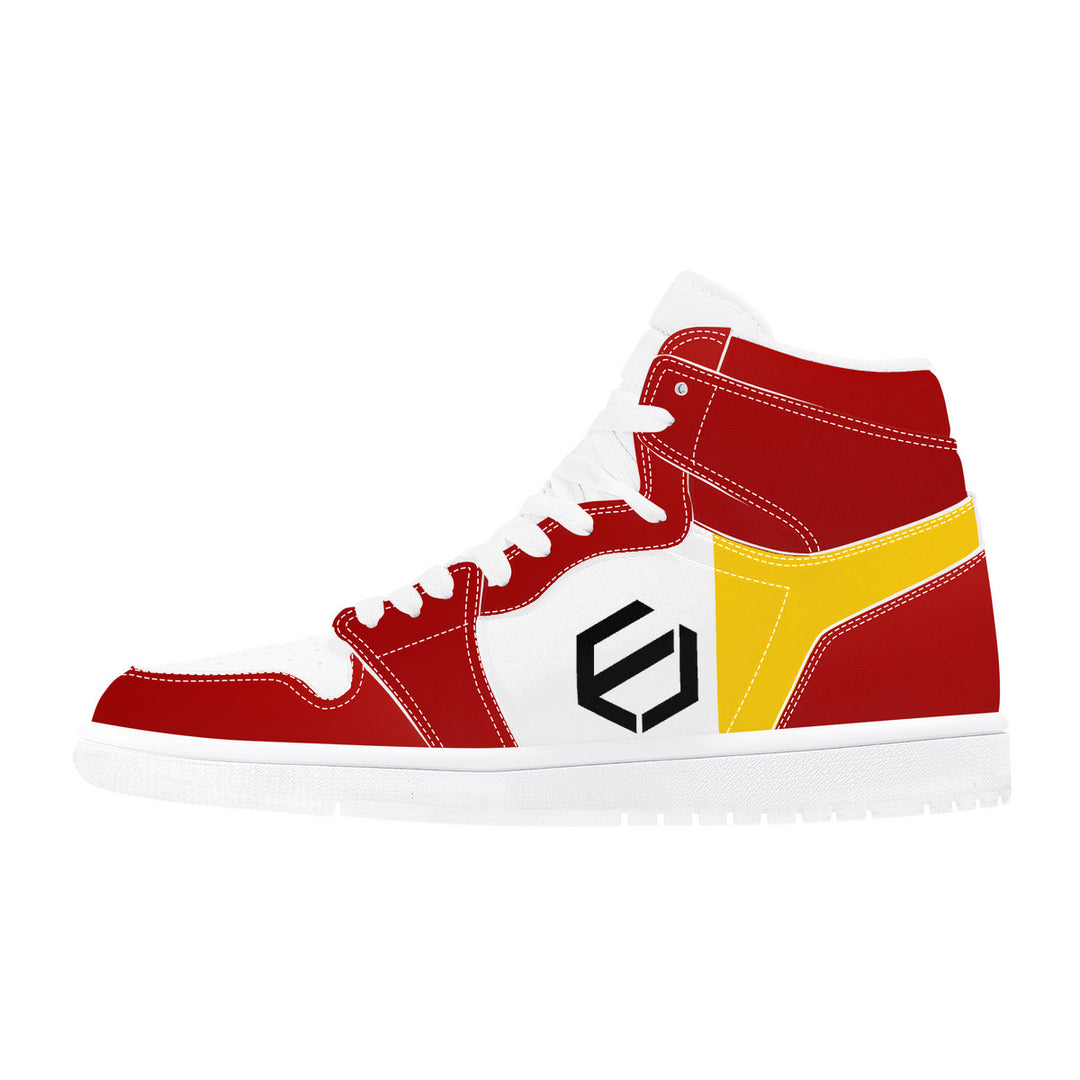 Fred Jo Red and Yellow High Leather Sneakers