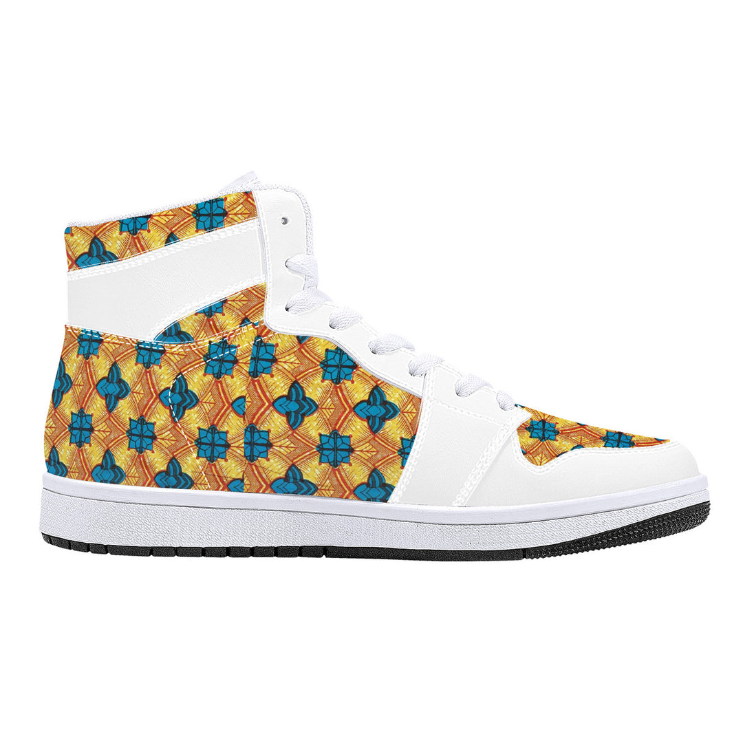 Fred Jo African Sunshine High-Top Leather Sneakers - White - Fred jo Clothing