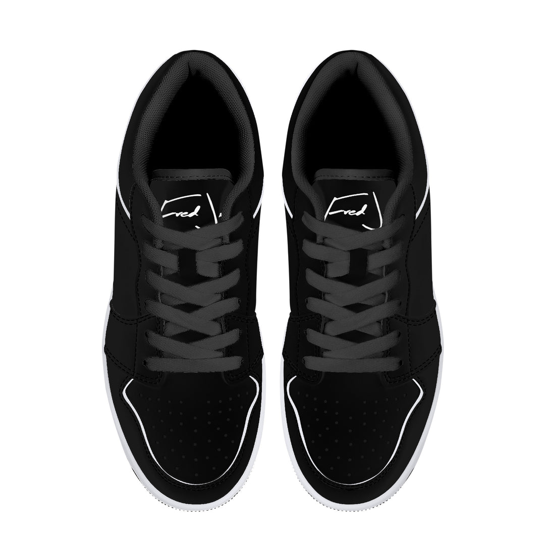 Fred Jo All Black Low-Top Leather Sneakers - Fred jo Clothing
