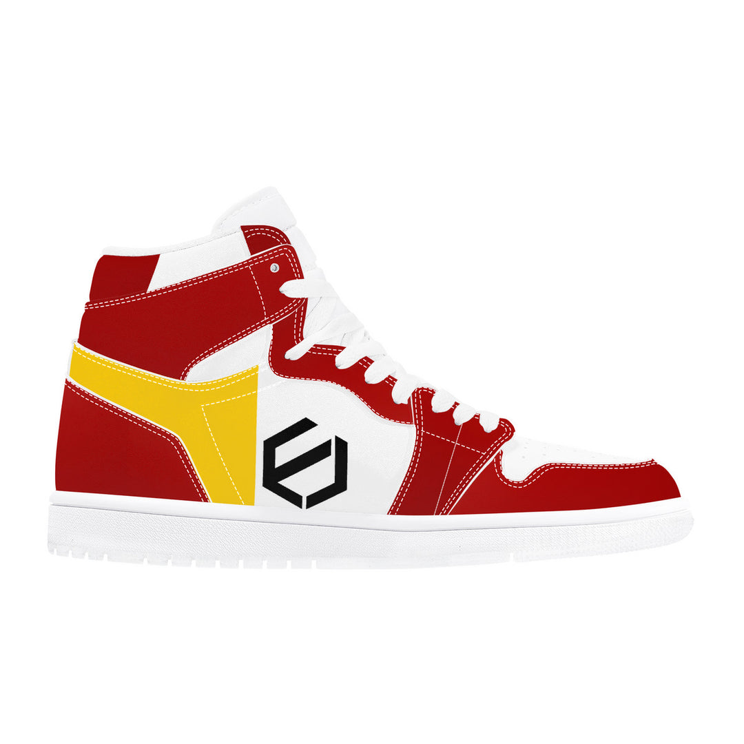 Fred Jo Red and Yellow High Leather Sneakers