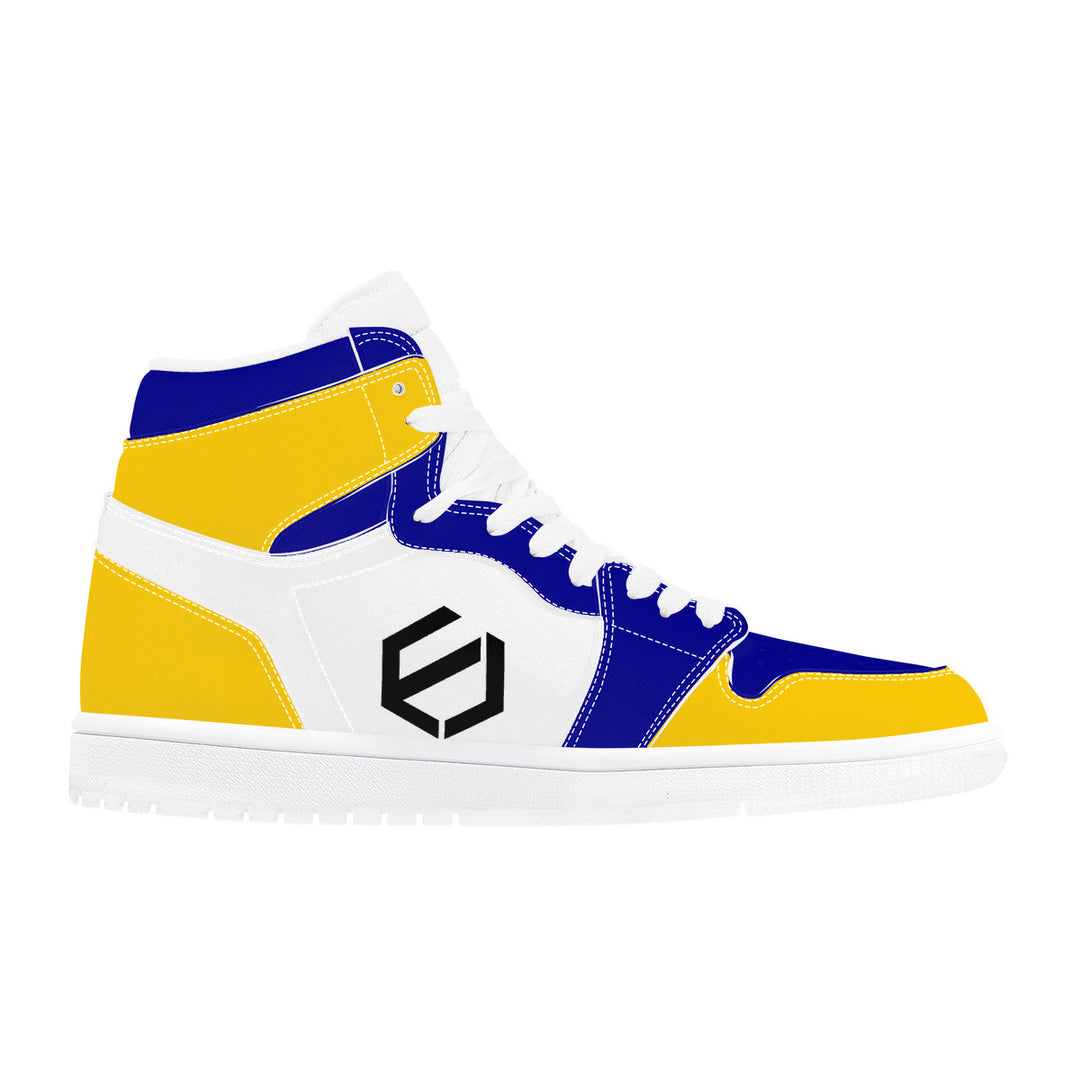 Fred Jo Blue and Yellow High Leather Sneakers