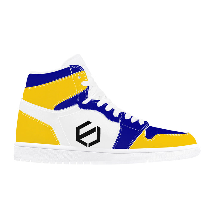 Fred Jo Blue and Yellow High Leather Sneakers
