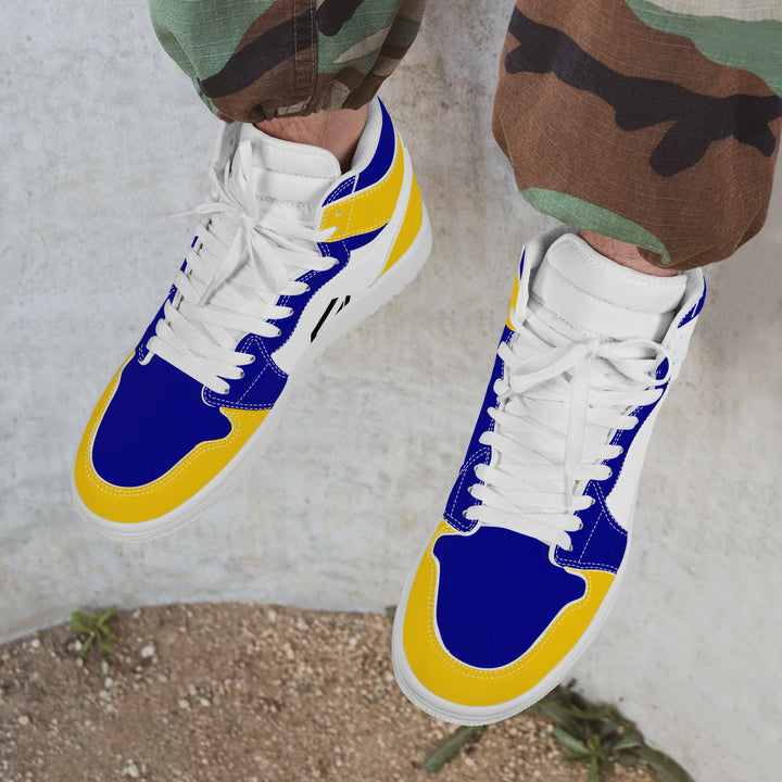 Fred Jo Blue and Yellow High Leather Sneakers