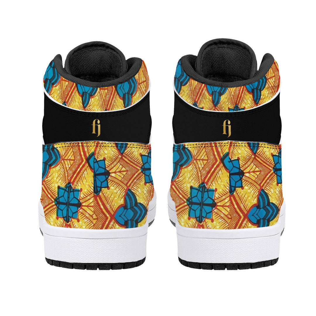 Fred Jo African Sunshine High-Top Leather Sneakers - Black - Fred jo Clothing