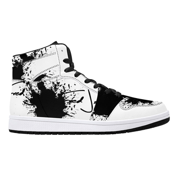 Fred Jo Black Splash High-Top Leather Sneakers - Fred jo Clothing