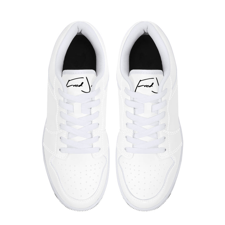 Fred Jo All White Low-Top Leather Sneakers - Fred jo Clothing