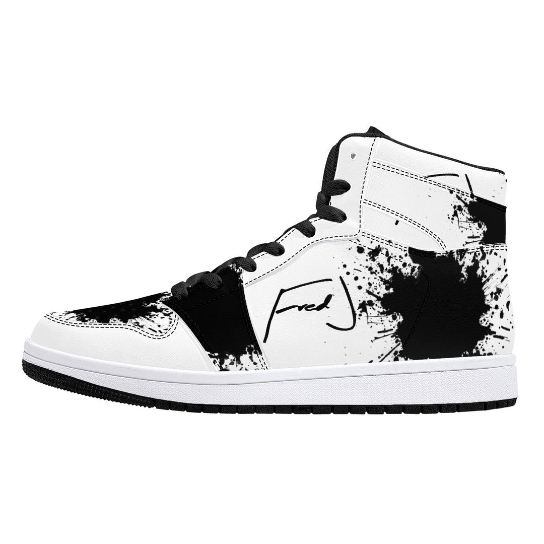 Fred Jo Black Splash High-Top Leather Sneakers - Fred jo Clothing