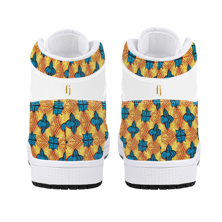 Fred Jo African Sunshine High-Top Leather Sneakers - White - Fred jo Clothing