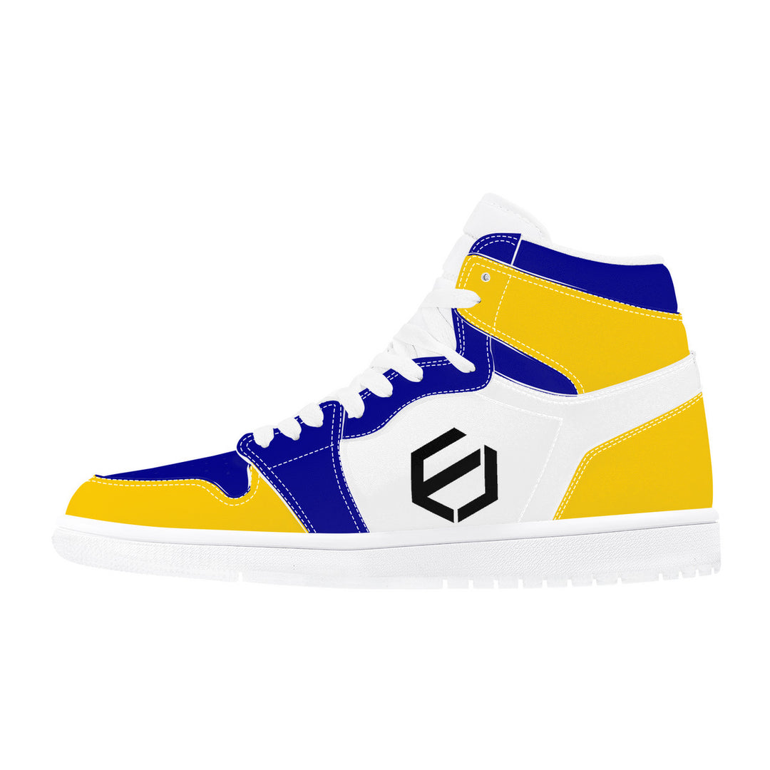 Fred Jo Blue and Yellow High Leather Sneakers