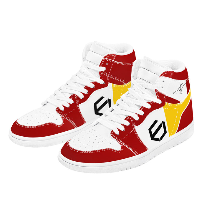 Fred Jo Red and Yellow High Leather Sneakers