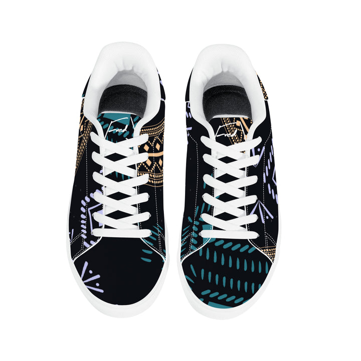 Tribal Ethnic Low Leather Sneakers