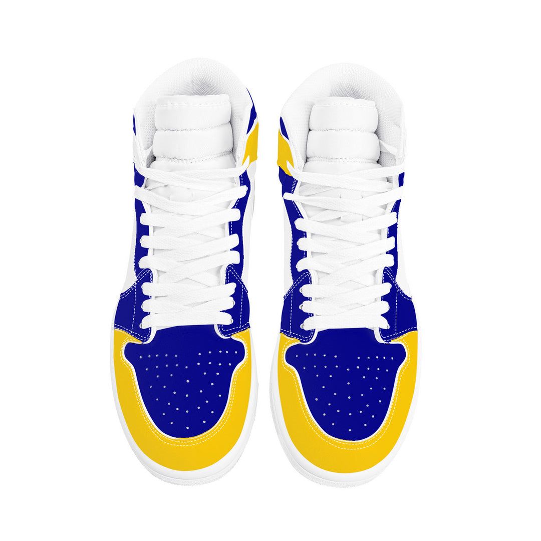 Fred Jo Blue and Yellow High Leather Sneakers