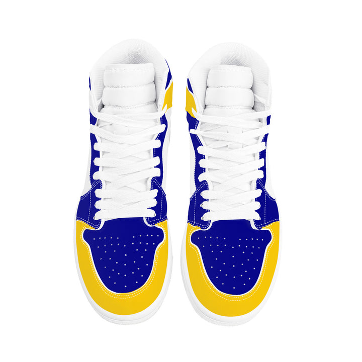 Fred Jo Blue and Yellow High Leather Sneakers