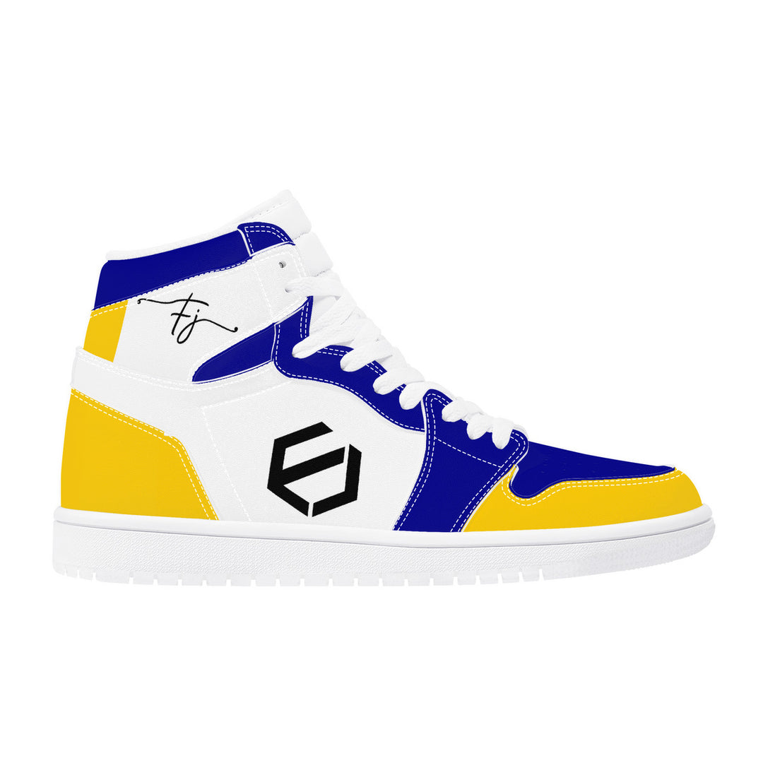 Fred Jo Blue and Yellow High Leather Sneakers