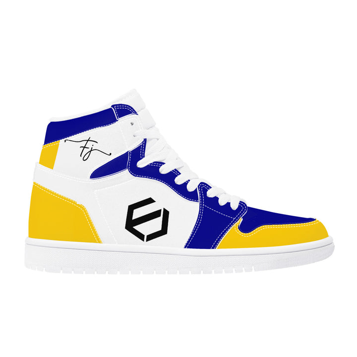 Fred Jo Blue and Yellow High Leather Sneakers