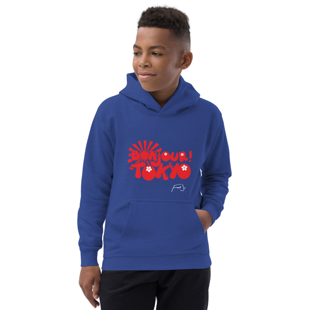 Bonjour Tokyo Kids Hoodie by Fred Jo - Fred jo Clothing