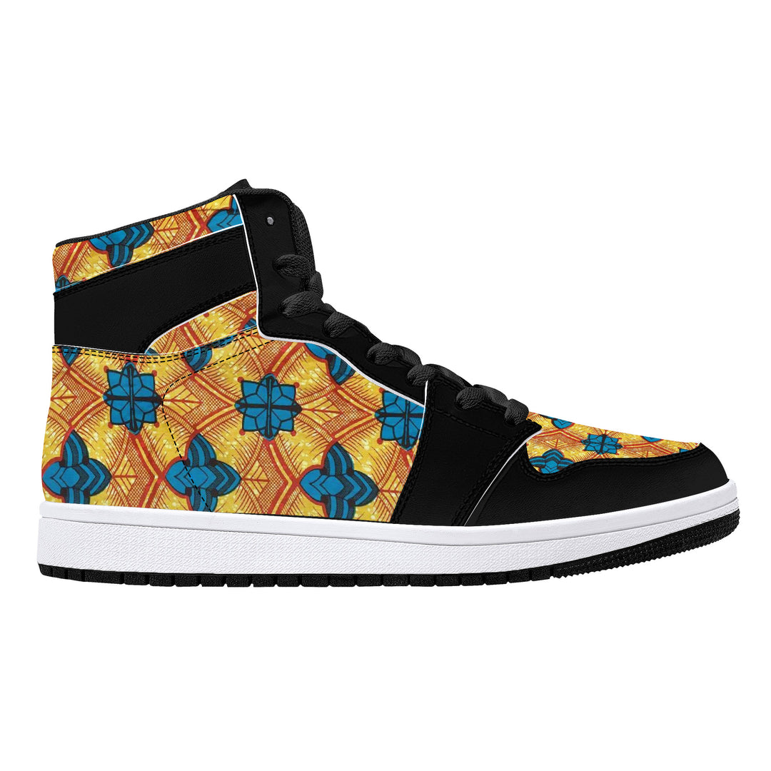 Fred Jo African Sunshine High-Top Leather Sneakers - Black - Fred jo Clothing