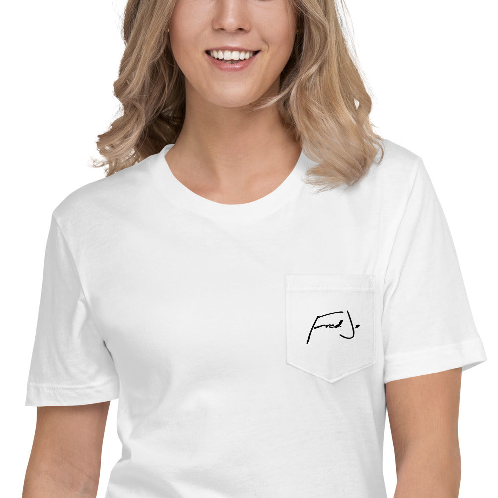 Fred Jo White Unisex Pocket T-Shirt - Fred jo Clothing