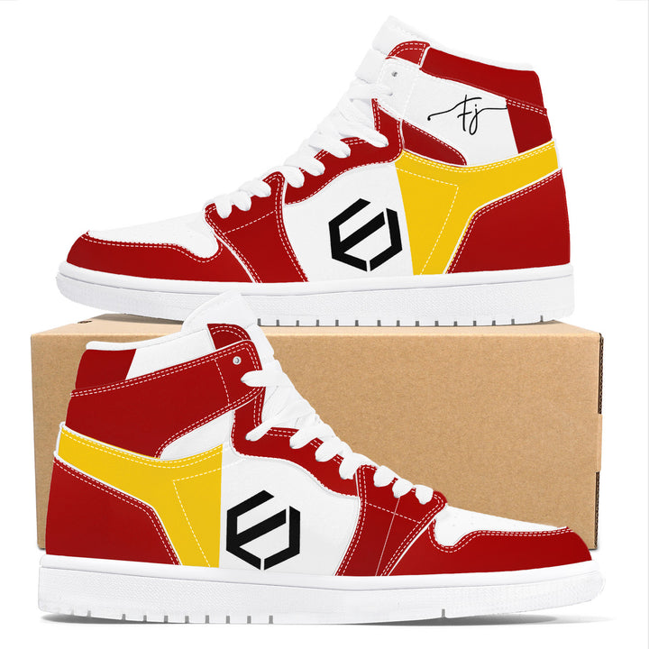 Fred Jo Red and Yellow High Leather Sneakers