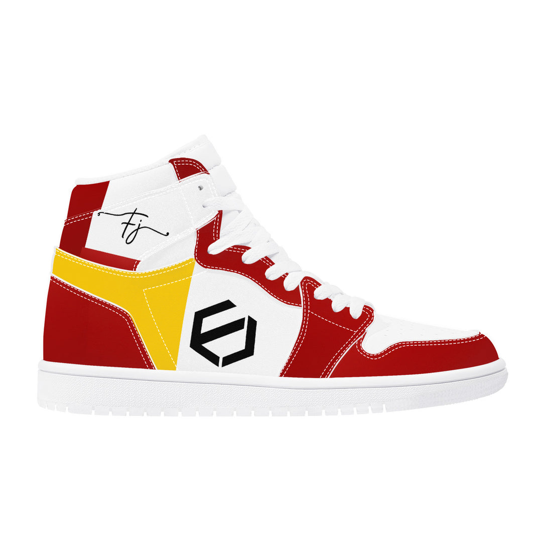 Fred Jo Red and Yellow High Leather Sneakers