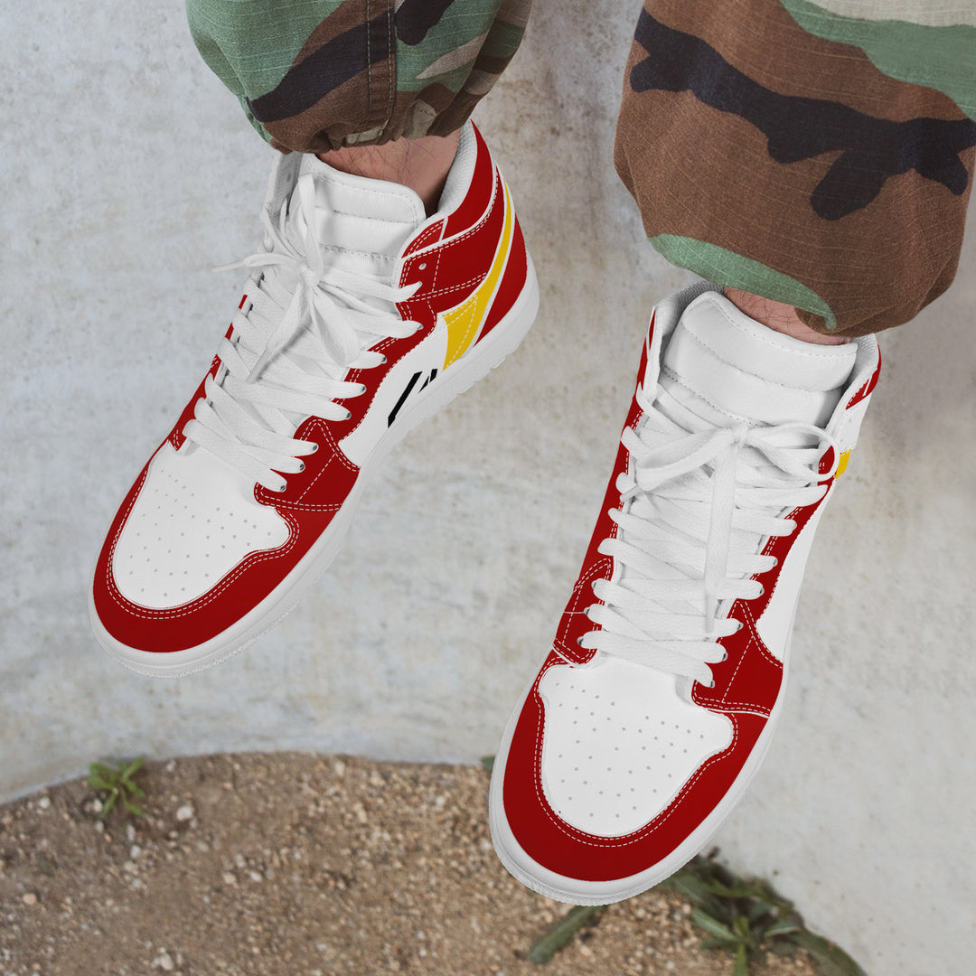 Fred Jo Red and Yellow High Leather Sneakers