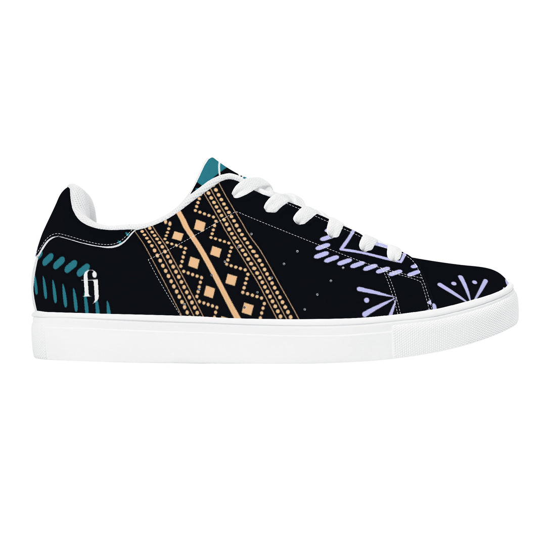 Tribal Ethnic Low Leather Sneakers